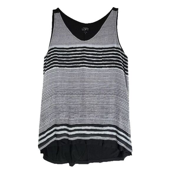 Ann Taylor Loft Shirt Womens Size Medium Black‎ White Sheer Whimsigoth Dark Boho - Picture 1 of 8